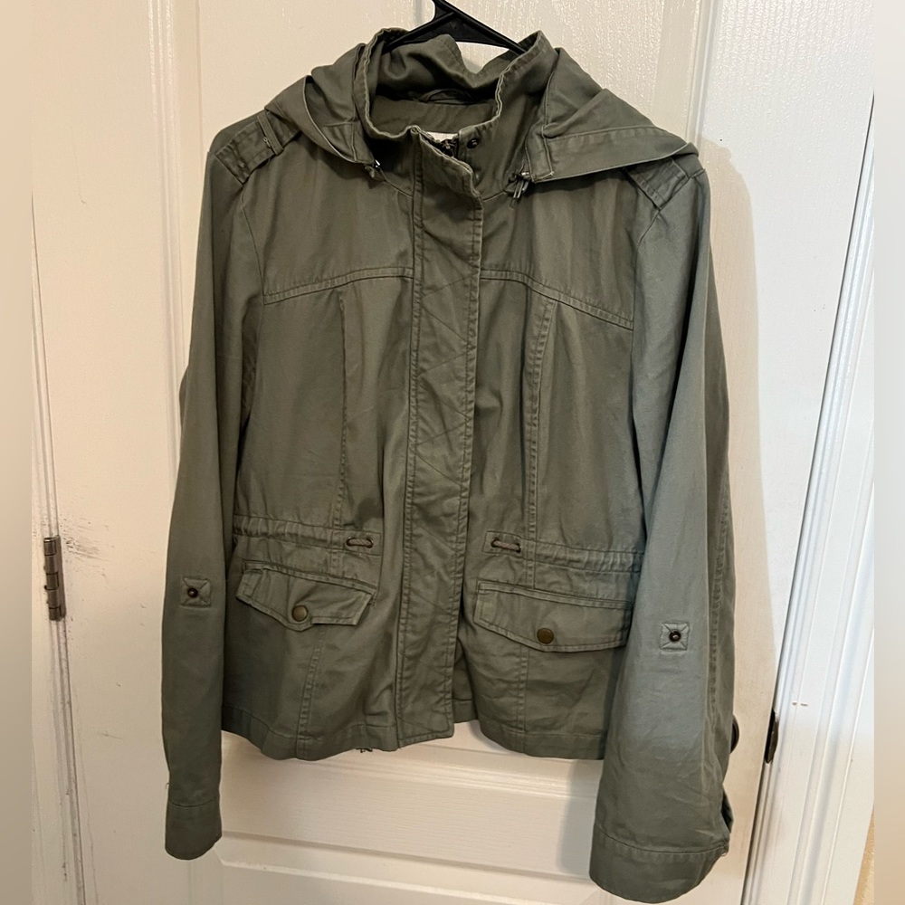 American Rag | Women’s Military Cargo Jacket W/Lace Insert | Army Green | XL